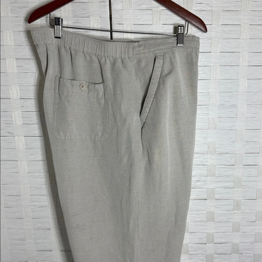 Cubavera Tan Linen Viscose Casual‎ Resortwear Drawstring Waist Pants Size XXL